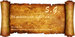 Stankovics Géza névjegykártya